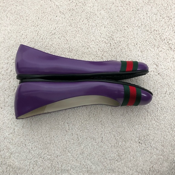 Authentic Gucci Leather ballerina flat with web. 2023 trending vibrant color - Picture 5 of 11
